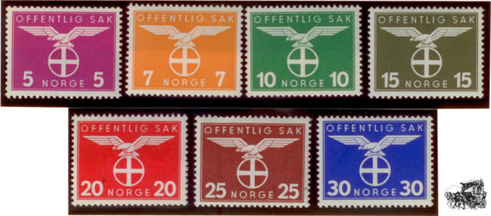 Norwegen ** 1942 - Sonnenkreuz, Dienstmarke 5 - 30 Öre Norwegen ** 1942 - Sonnenkreuz, Dienstmarke 5 - 30 Öre