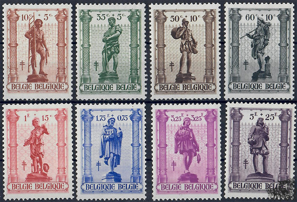 Belgien ** 1943 - Kampf gegen die Tuberkulose: Handwerk und Gewerbe - 10+5 Centimes bis 5+25 Franc
