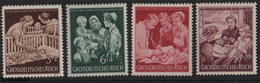 Deutschland o 1944 - 3+2/ 6+4/ 12+8/ 15+10 Pfg. “10 Jahre Kinderhilfswerk - Mutter - Kind“