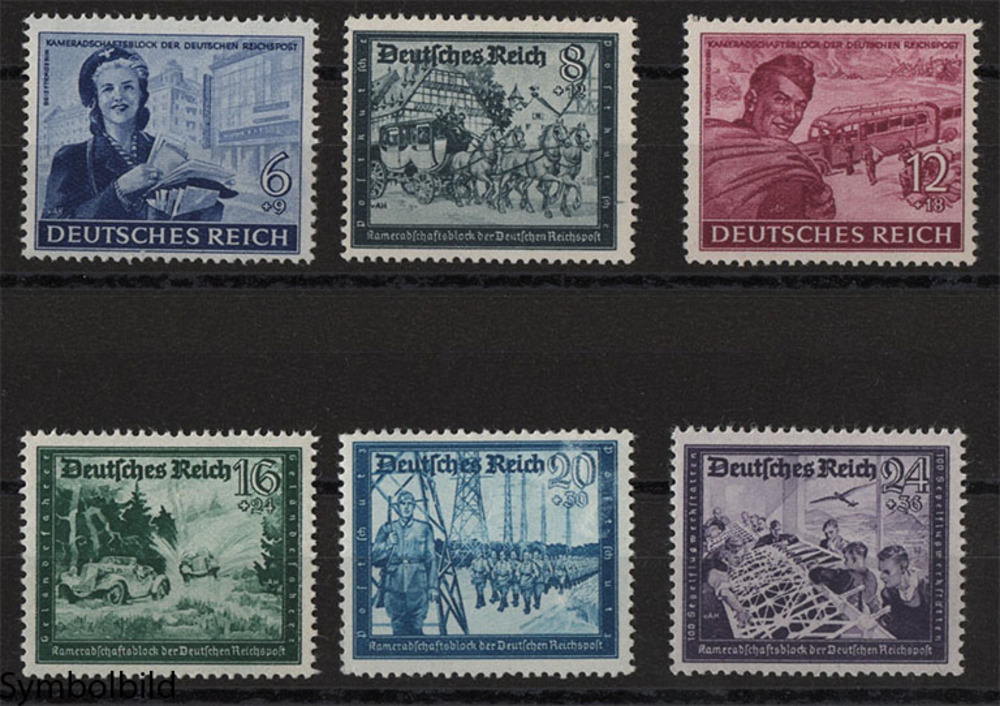 Deutschland o 1944 - 6 Werte zwischen 6+9 und 24+36 Pfg. “Postkameradschaft“