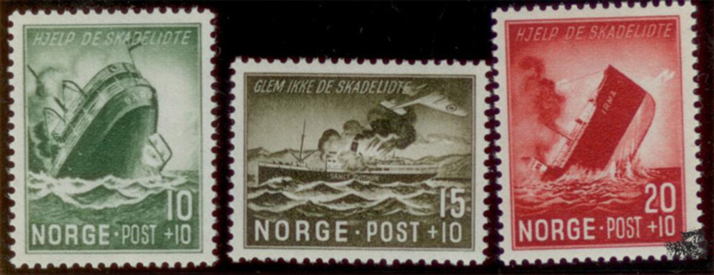 Norwegen ** 1944 - 20. Mai. Opfer des Seekrieges, 10+10 - 20+10 Öre Norwegen ** 1944 - 20. Mai. Opfer des Seekrieges, 10+10 - 20+10 Öre
