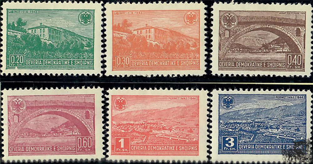 Albanien * 1945 - Freimarken: Labinot, Berat, Përmet - 0.2 bis 3 Fr. SH.