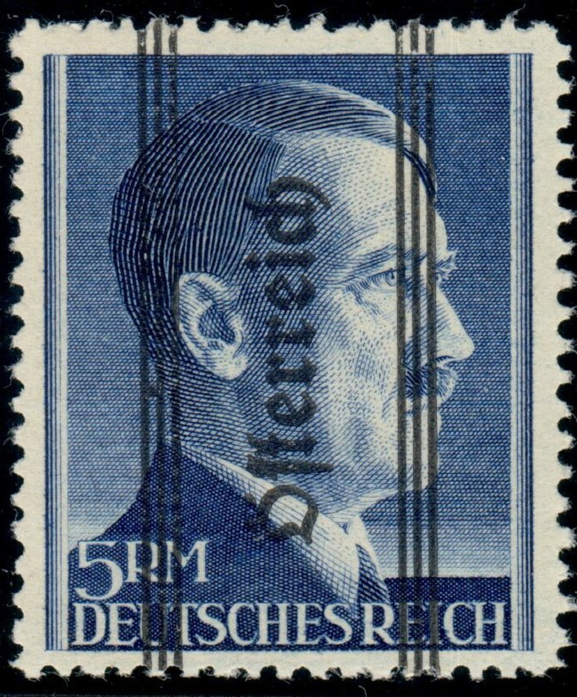 Österreich** 1945, 5 Reichsmark Grazer Aushilfsausgabe, Fetter Aufdruck, geprüft Kovar