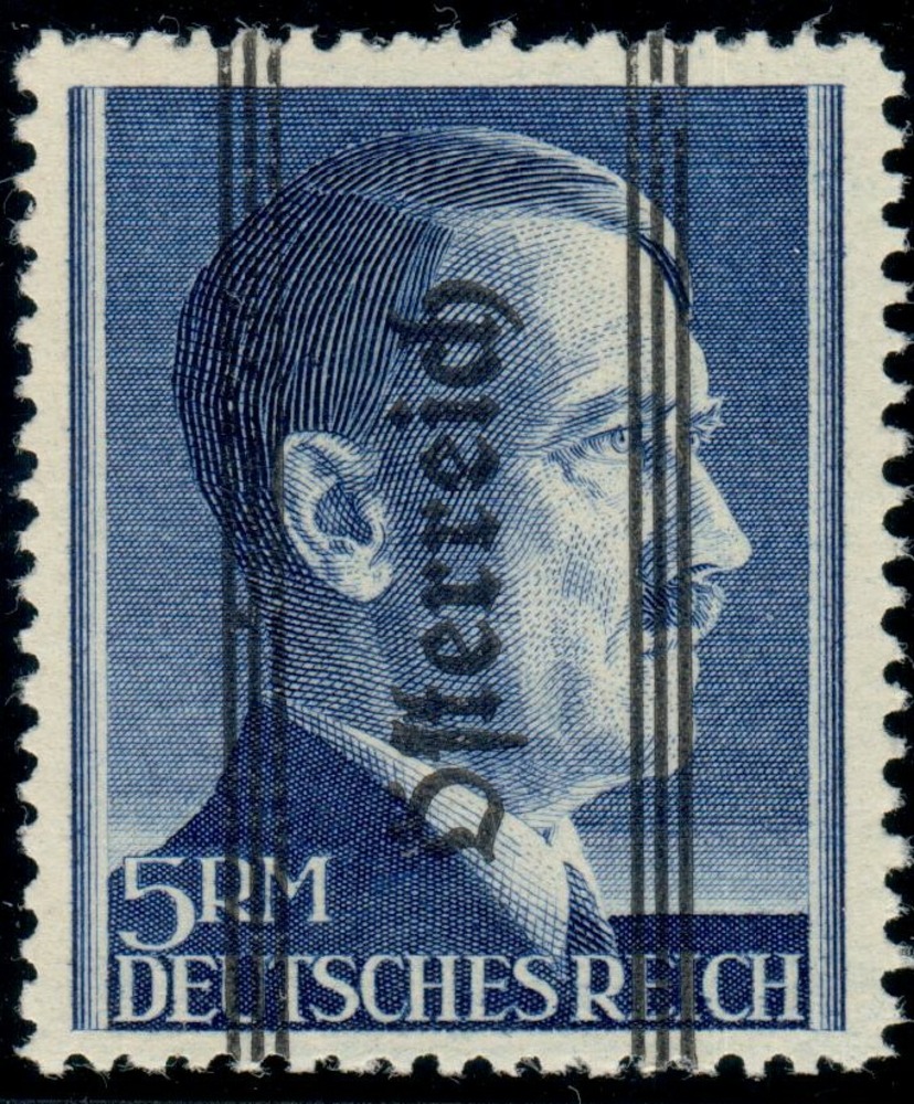 Österreich** 1945, 5 Reichsmark Grazer Aushilfsausgabe, Fetter Aufdruck, geprüft Kovar Österreich** 1945, 5 Reichsmark Grazer Aushilfsausgabe, Fetter Aufdruck, geprüft Kovar