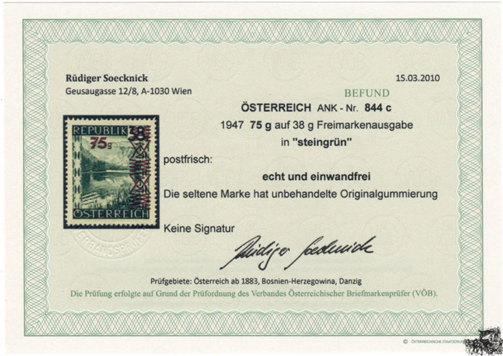 Österreich 1947 **, Gr. 75 - steingrün  RR!