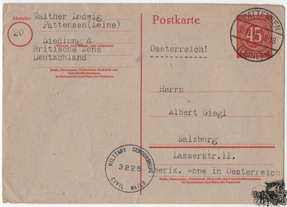 Alliierte Besetzung - Gemeinschaftsausgabe Nr. P955 Auslandsganzsache