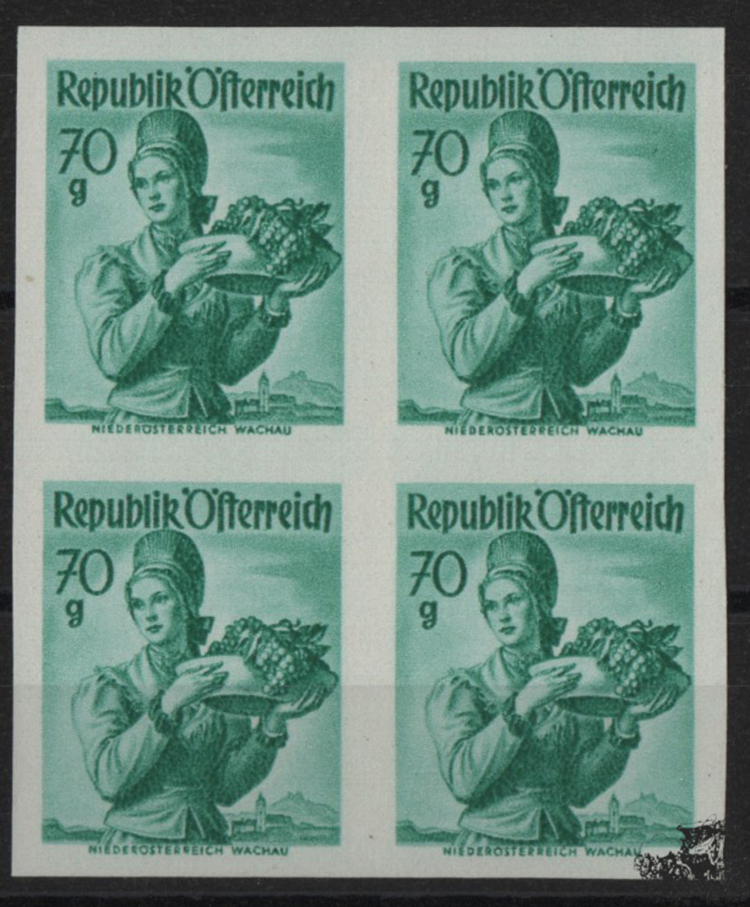 Österreich - Nr. 906U 70 Groschen Viererblock Österr. Volkstrachten 1948