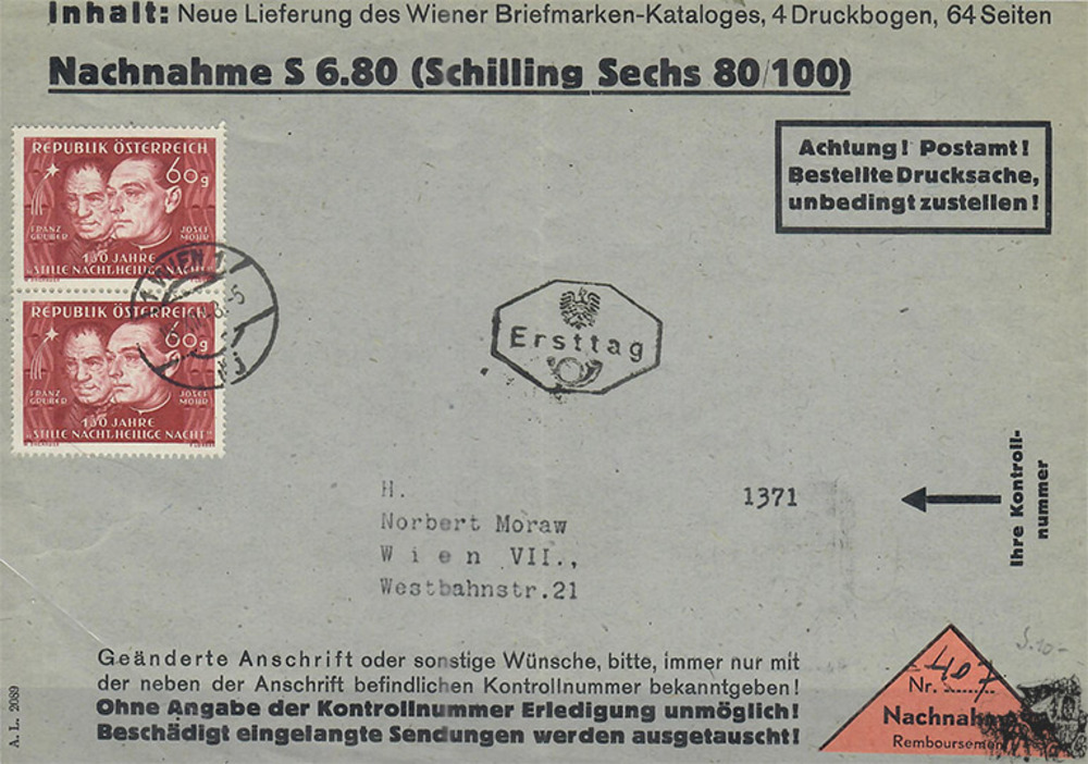 Österreich 1948 FDC, Gr. 60 - Stille Nacht, Heilige Nacht Österreich 1948 FDC, Gr. 60 - Stille Nacht, Heilige Nacht