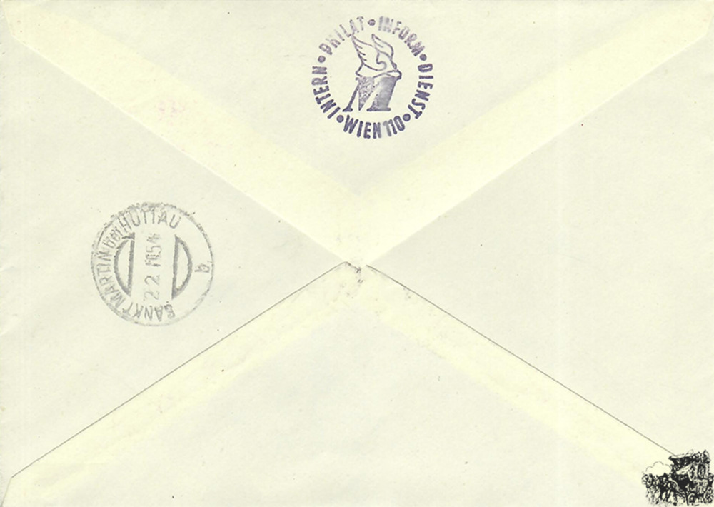 Österreich 1954 Brief - 1,50 S - 150. Geburtstag von Karl Freiherr von Rokitansky - Kombination - Reko Österreich 1954 Brief - 1,50 S - 150. Geburtstag von Karl Freiherr von Rokitansky - Kombination - Reko