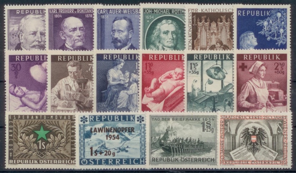 Österreich 1954 **, kompletter Jahrgang Österreich 1954 **, kompletter Jahrgang