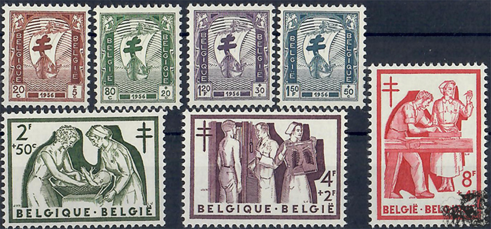 Belgien * 1956 - Kampf gegen die Tuberkulose - 20+5 bis 8+4 Franc