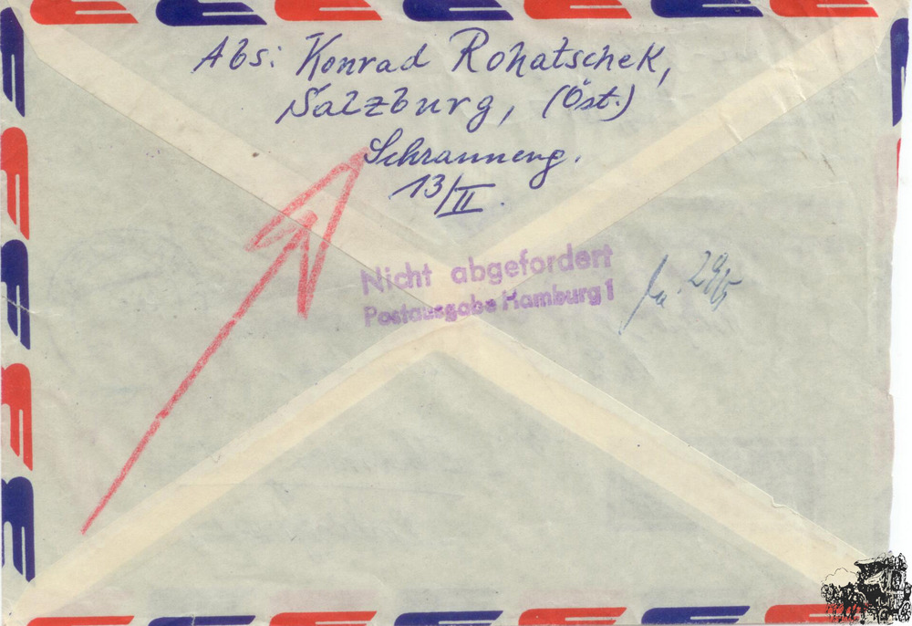 Österreich Luftpost-Brief 1957, 60 Groschen Wiederaufbau und 2.70 Schilling Trachten