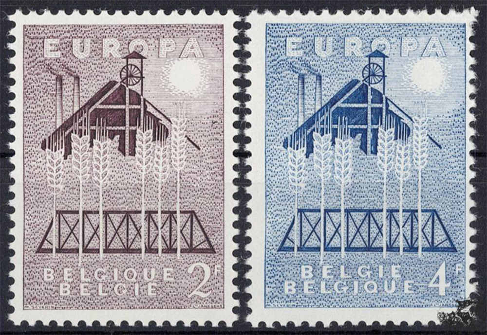 Belgien 1957 ** - EUROPA, sechs Kornähren 