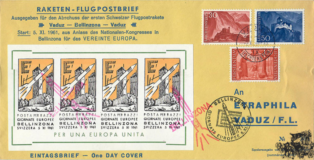 Schweiz 1961 - Raketen-Flugpostbrief