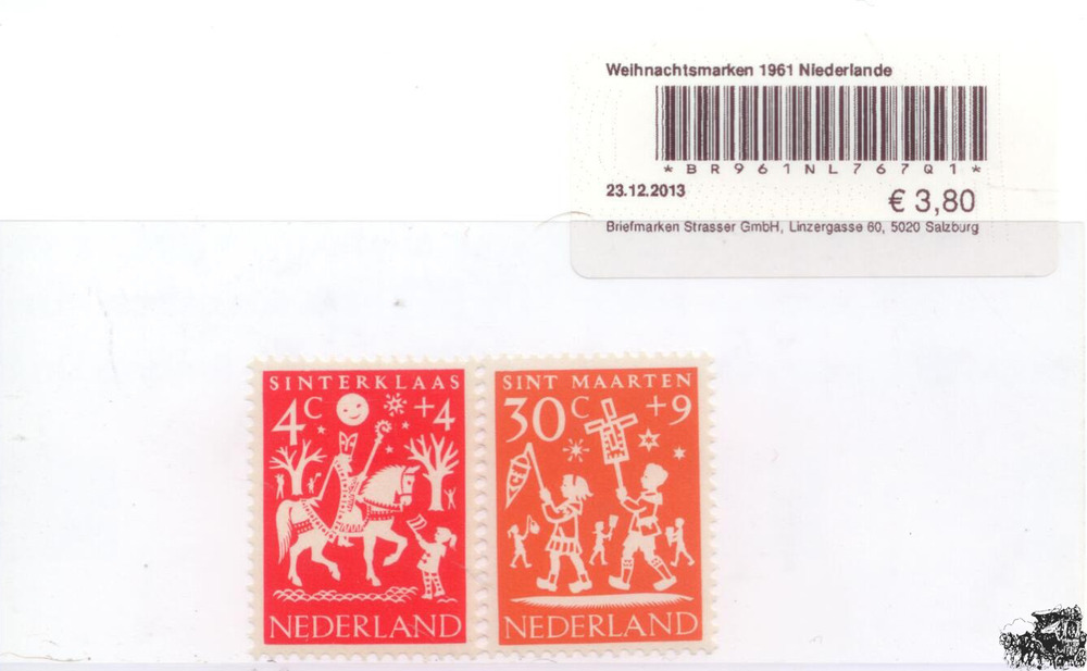 Weihnachtsmarken 1961 Niederlande