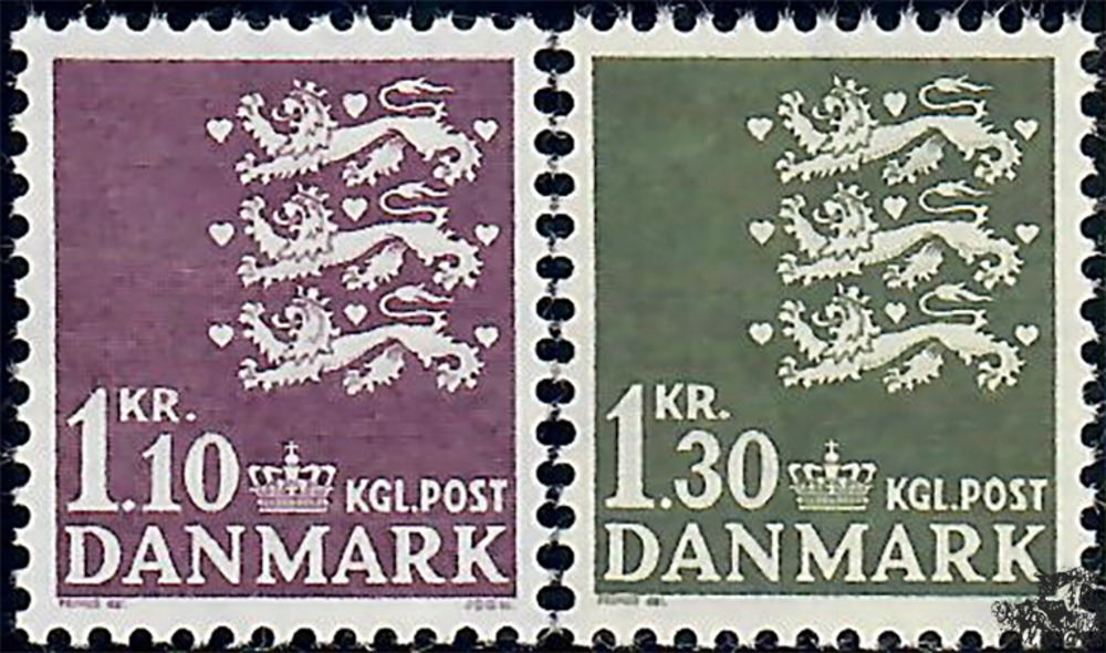 Dänemark ** 1965 - Freimarken: Kleines Reichswappen - 1,10 bis 1,30 Kronen