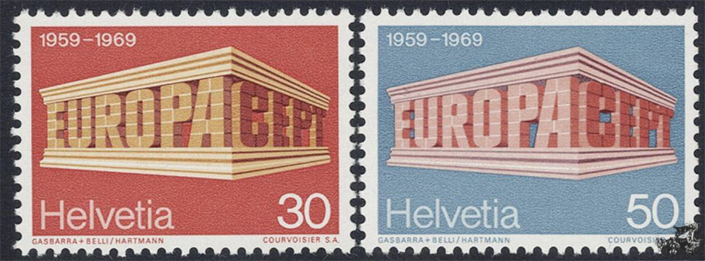Schweiz 1969 ** - EUROPA, Tempelform Schweiz 1969 ** - EUROPA, Tempelform