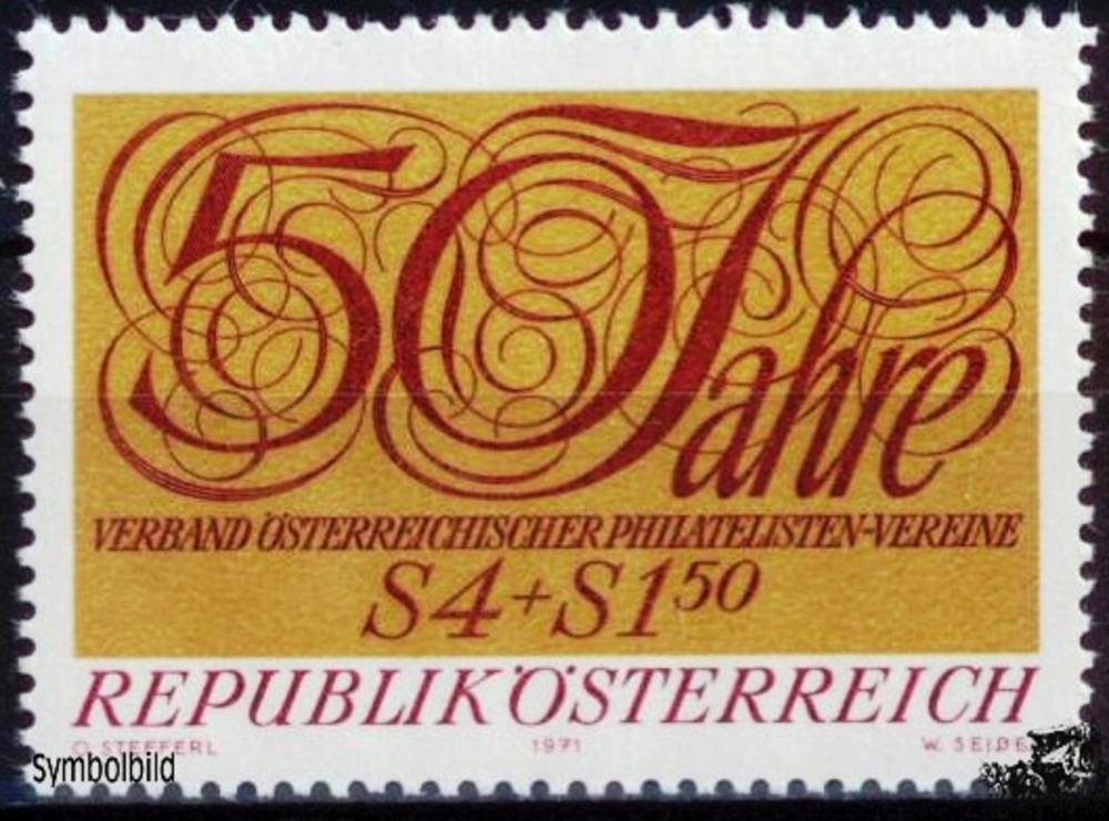 Österreich ** 1971 - 4 + 1,50 S - 50 Jahre Verband österr. Philatelisten-Vereine Österreich ** 1971 - 4 + 1,50 S - 50 Jahre Verband österr. Philatelisten-Vereine