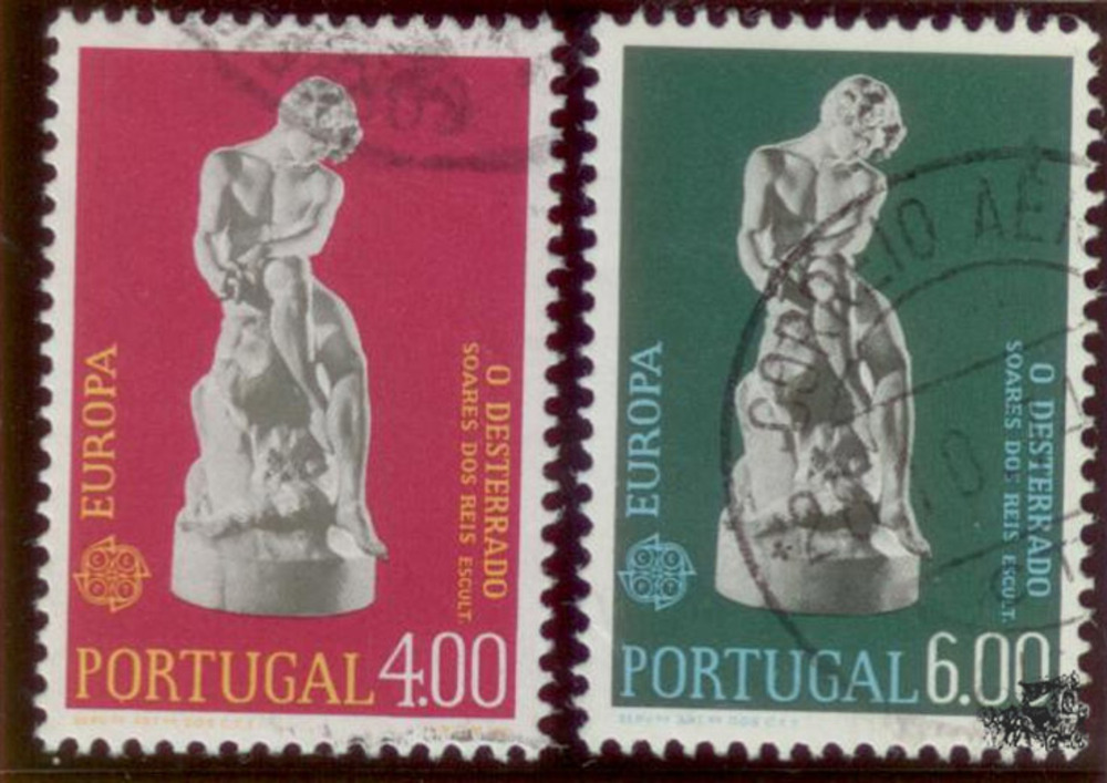Portugal 1974 - 29. April, Europa: Skulpturen, 4 + 6 Escudos Portugal 1974 - 29. April, Europa: Skulpturen, 4 + 6 Escudos