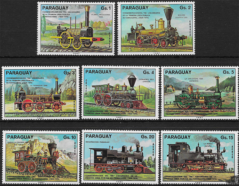 Paraguay 1976 ** - 150. Jahrestag der Eröffnung der 1. öffentlichen Eisenbahnlinie Stockton-Darlington (England)