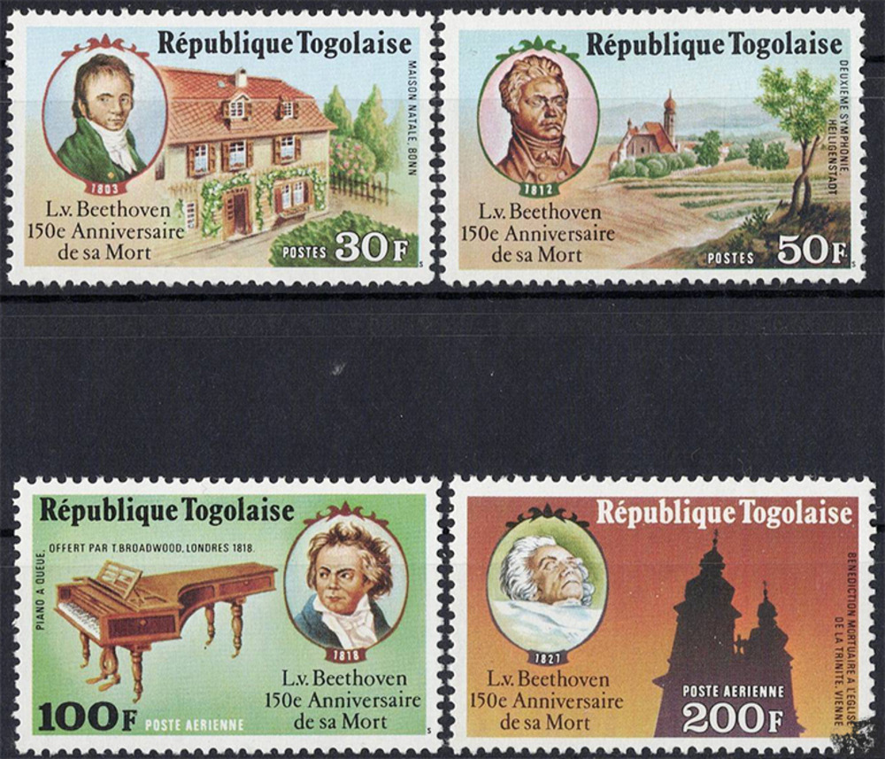 Togo 1977 ** - 150. Todestag von Ludwig van Beethoven