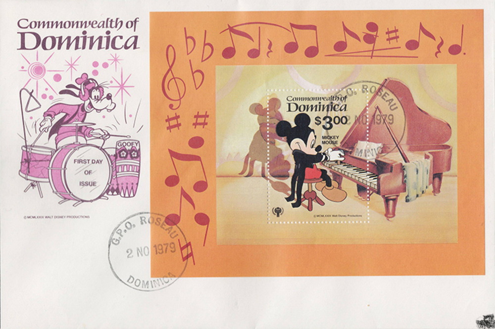 Dominica 1979 FDC - Disneyblock, Klavier