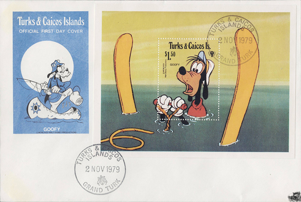 Turks und Caicos Inseln 1979 FDC - Disneyblock, Goofy 