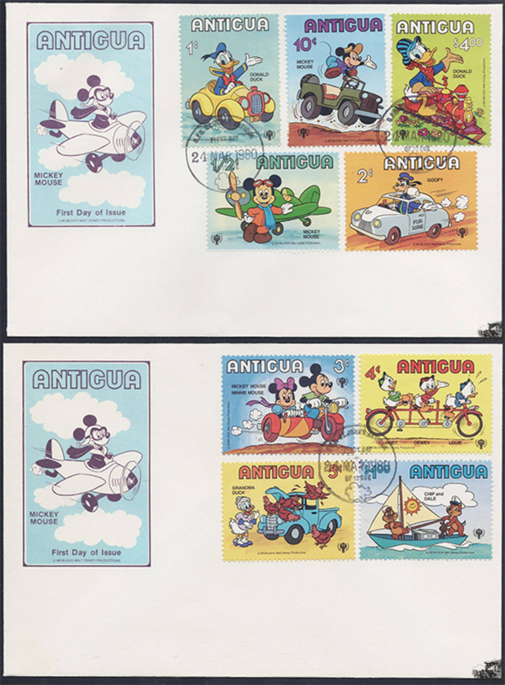Antigua & Barbuda 1980 FDC - Disneymarken, Micky als Pilot