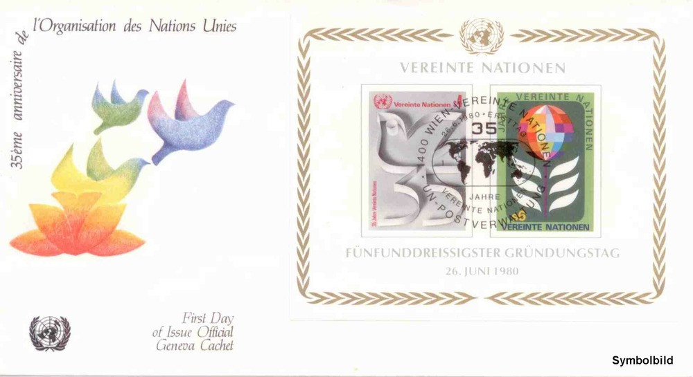 UNO Wien - FDC , ATS 10,00 - 35 Jahre UNO