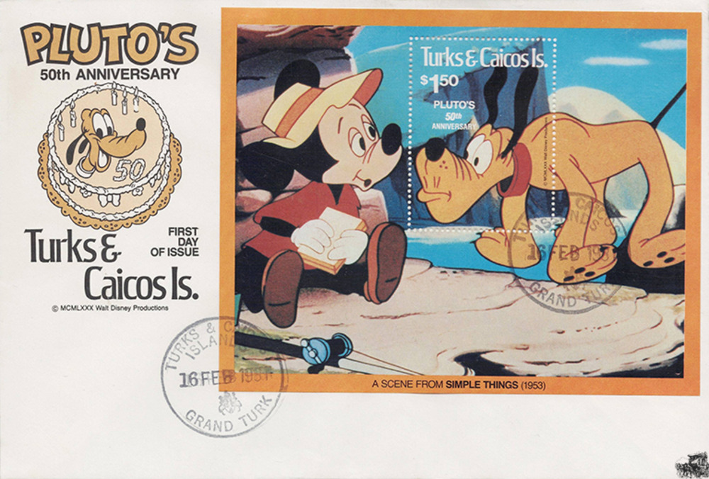 Turks und Caicos Inseln 1981 FDC - Disneyblock, Pluto 