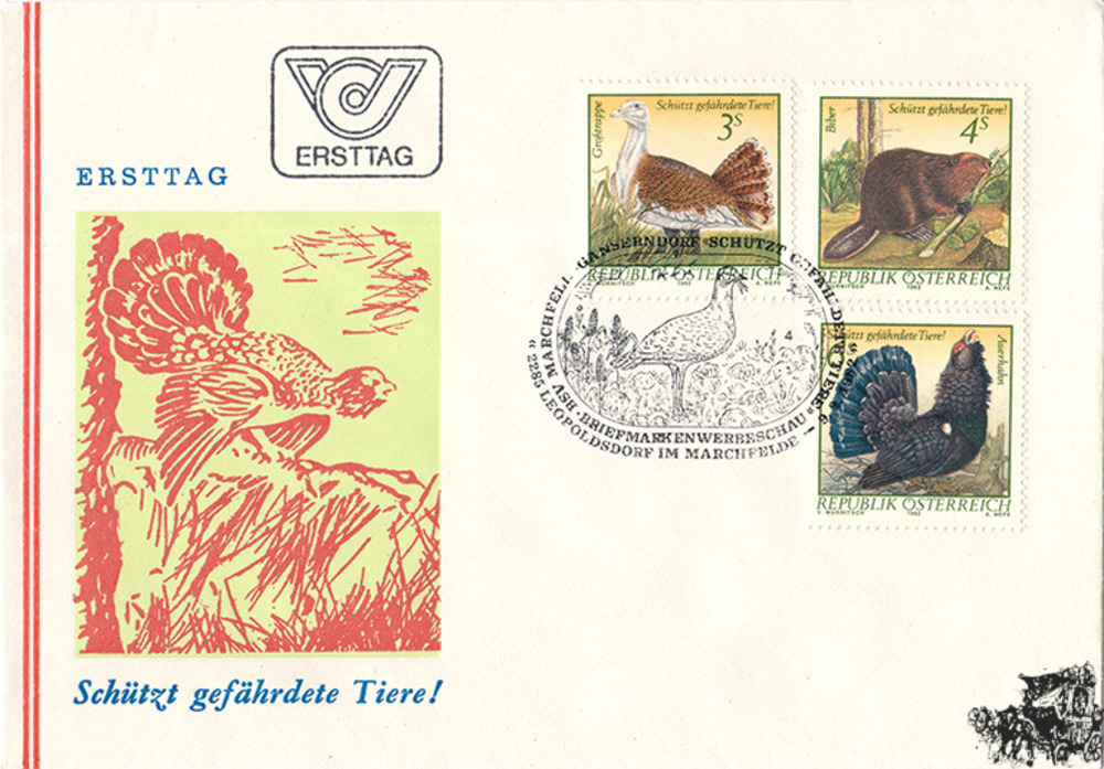 Österreich FDC 1982 - 3 S, 4 S, 6 S - Naturschutz - Schützt gefährdete Tiere