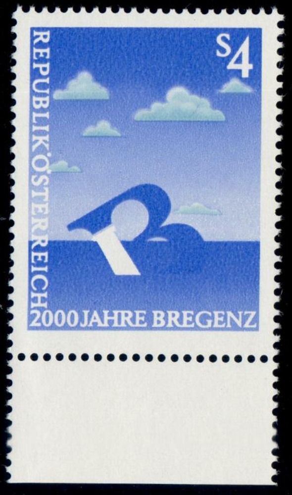 Österreich** 1985, 4 Schilling 2000 Jahre Bregenz, Fehldruck, ATTEST Österreich** 1985, 4 Schilling 2000 Jahre Bregenz, Fehldruck, ATTEST