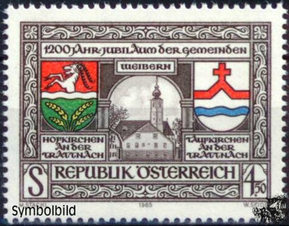 Österreich ** 1985 - 4,50 S -  1200 Jahr-Jubiläum der Gemeinden Weibern, Hofkirchen und Taufkirchen a. d. Trattnach