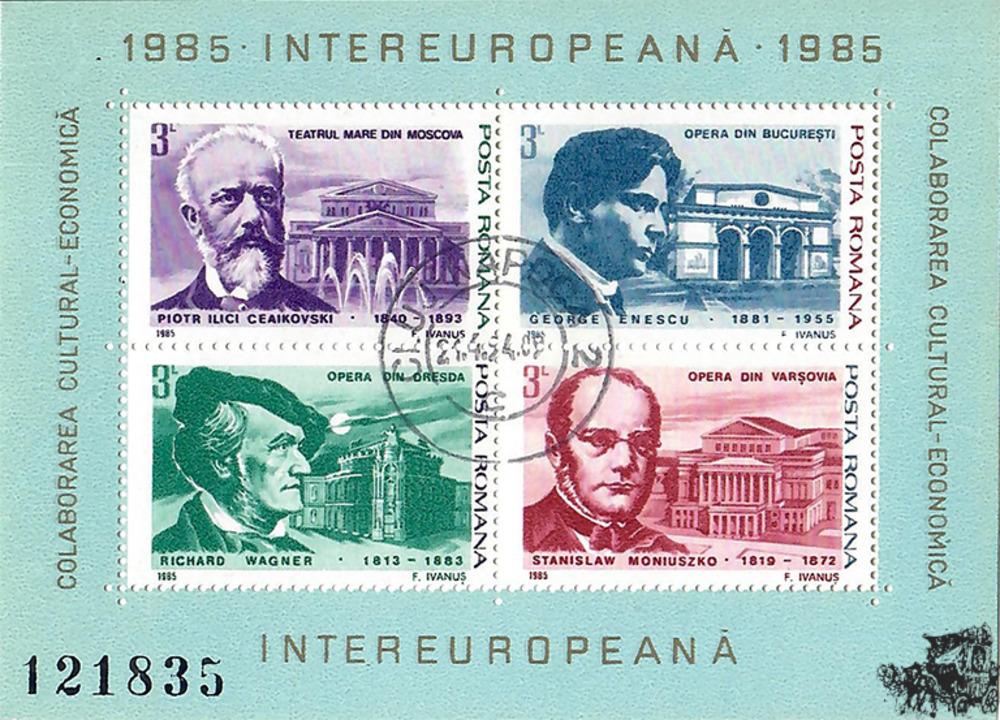 Rumänien o 1985 - INTEREUROPA “Komponisten“ Block Rumänien o 1985 - INTEREUROPA “Komponisten“ Block