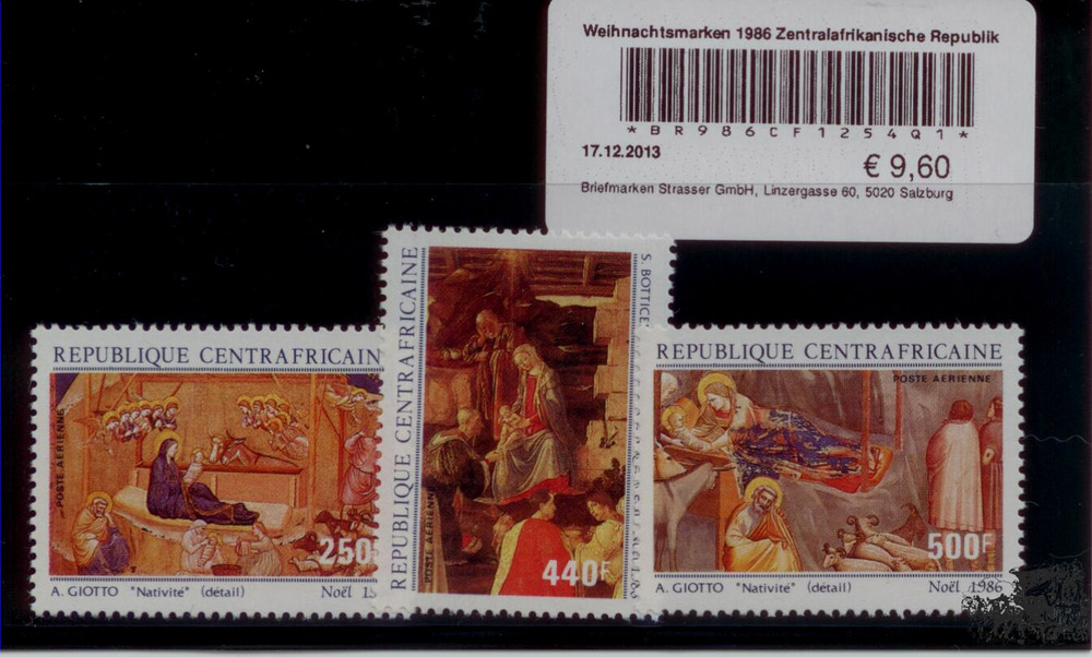 Weihnachtsmarken 1986 Zentralafrikanische Republik Weihnachtsmarken 1986 Zentralafrikanische Republik