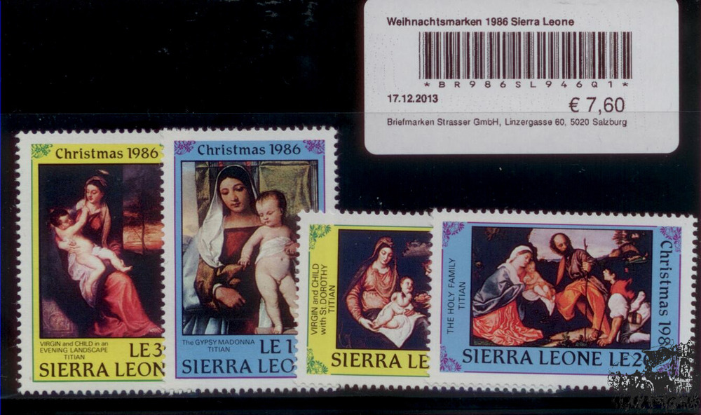 Weihnachtsmarken 1986 Sierra Leone