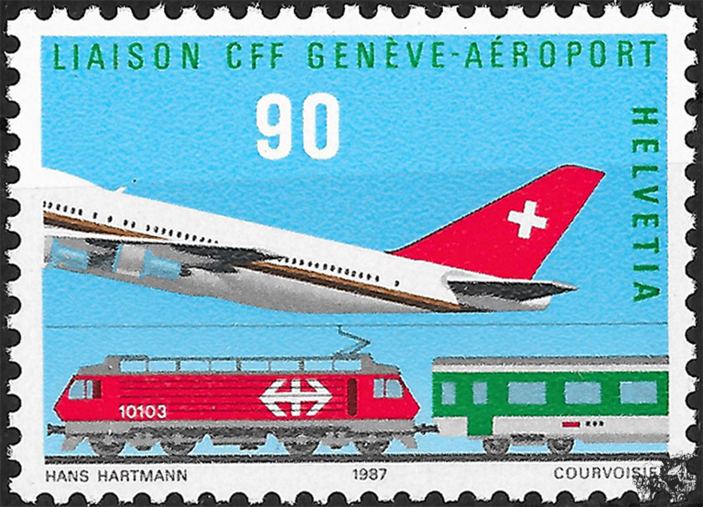 Schweiz 1987 ** - Flugzeug und Eisenbahn