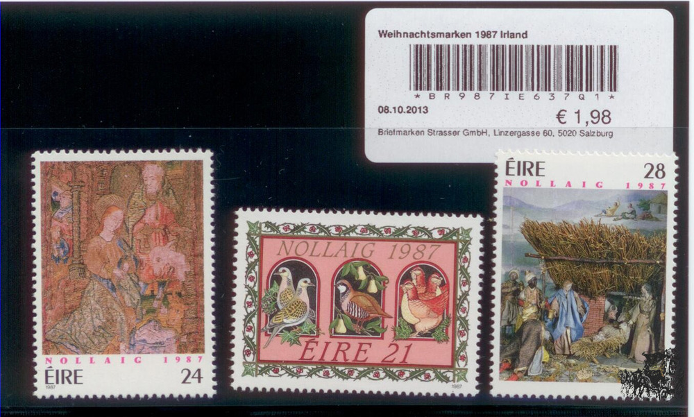 Weihnachtsmarken 1987 Irland Weihnachtsmarken 1987 Irland