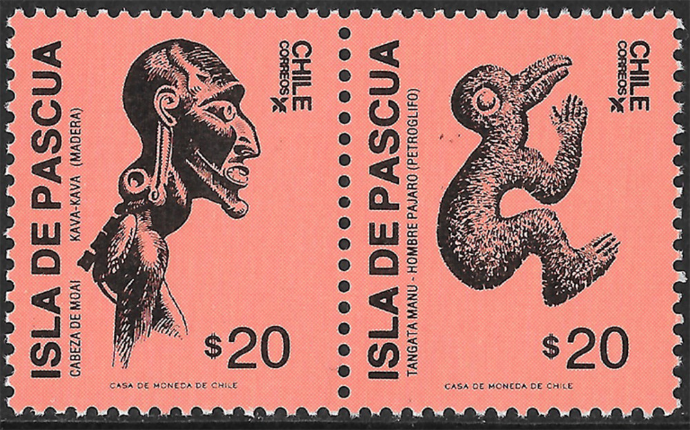 Chile 1988 ** - Kunst der Osterinsel, mattbräunlichrot