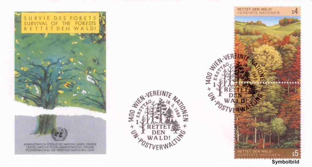 UNO Wien - FDC , ATS 9,00 - Rettet den Wald UNO Wien - FDC , ATS 9,00 - Rettet den Wald