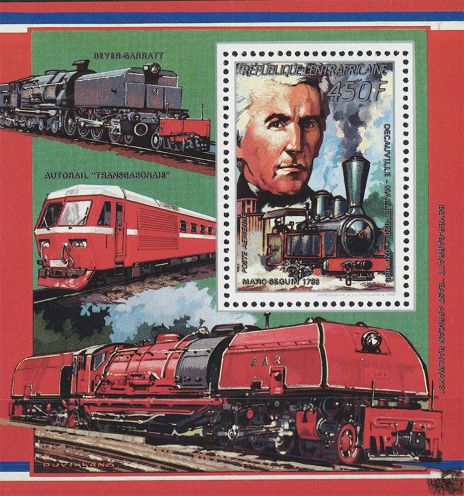 Zentralafrika 1989 ** - Transportmittel - Lokomotive Decauville-Mallet