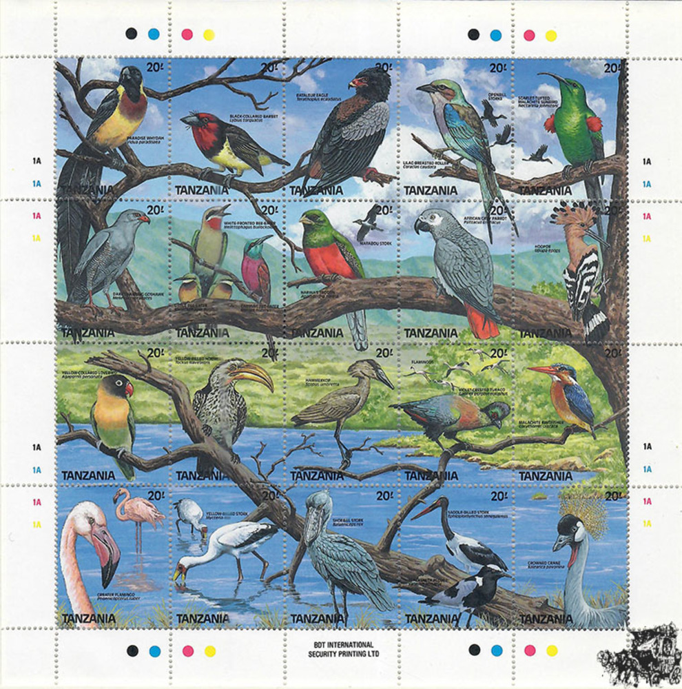 Tansania 1989 Block ** - 20 x 20 Schilling - Vögel