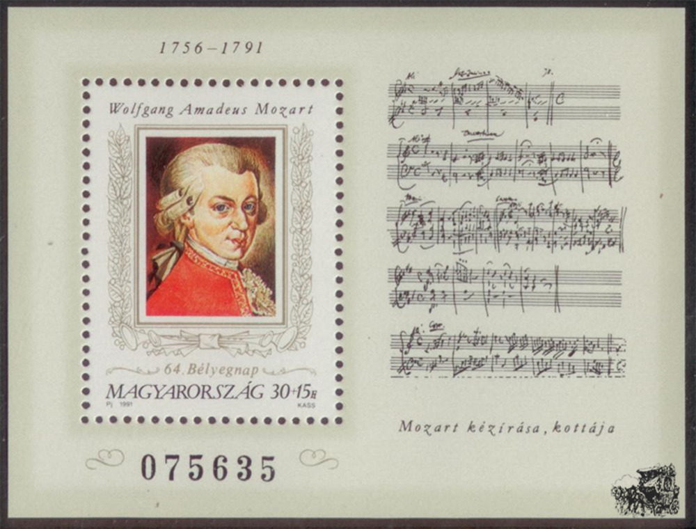 Ungarn ** 1991 - 200. Todestag W. A. Mozart Block