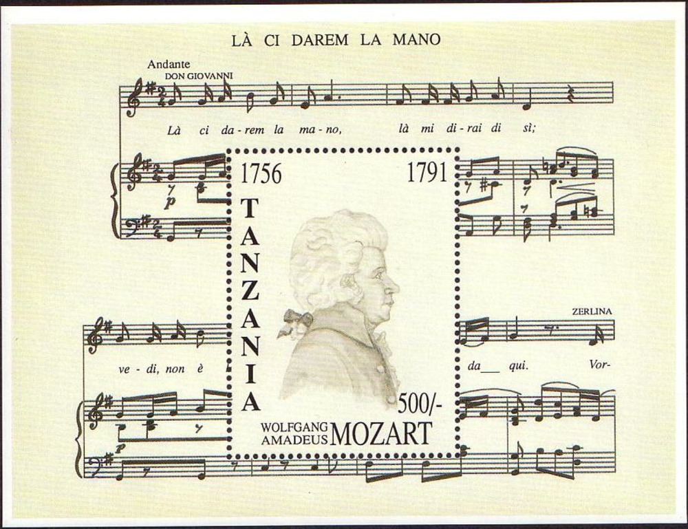 Tansania ** 1992 - 200. Todestag W. A. Mozart Block Tansania ** 1992 - 200. Todestag W. A. Mozart Block