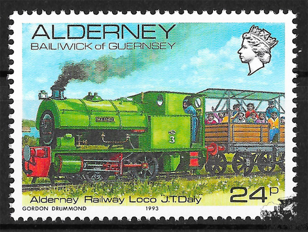 Alderney 1993 ** - Alderney-Eisenbahn mit Lokomotive „J. T. Daly“ (1931) Alderney 1993 ** - Alderney-Eisenbahn mit Lokomotive „J. T. Daly“ (1931)