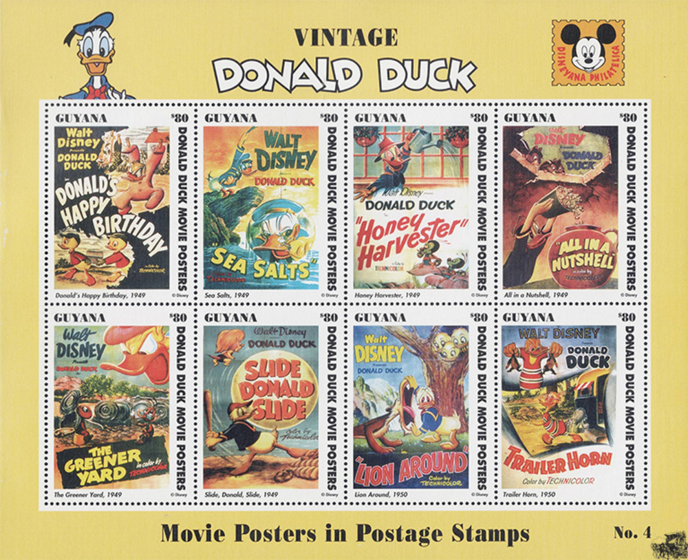 Guyana 1993 ** - Disneykleinbogen,  „Donald’s Happy Birthday“