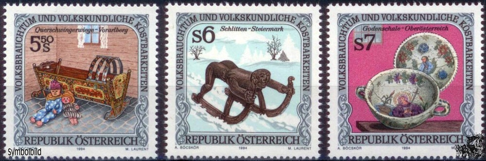 Österreich 1994 ** - 5,50 + 6 + 7 S - Volksbrauchtum und volkskundliche Kostbarkeiten