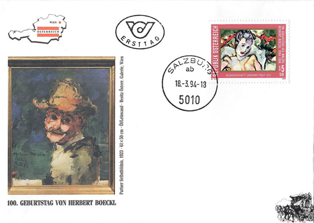 Österreich FDC 1994 - 5,50 S - 100. Geburtstag des Malers Herbert Boeckl