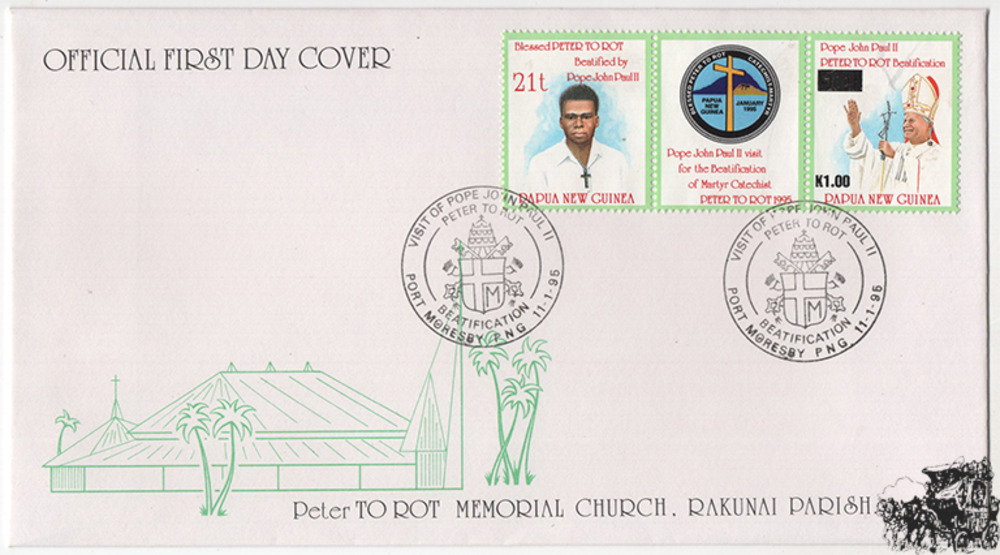 Papua-Neuguinea - Nr. 741-42 FDC Seligsprechung von Peter To Rot Papua-Neuguinea - Nr. 741-42 FDC Seligsprechung von Peter To Rot