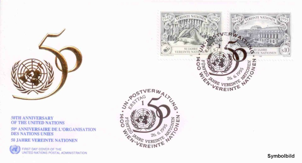 UNO Wien - FDC , ATS 13,00 - 50 Jahre UNO (II)